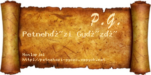 Petneházi Győző névjegykártya